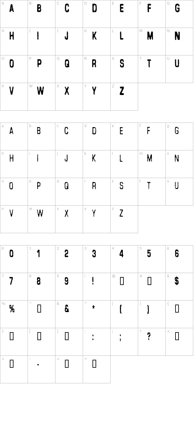 lead-coat character map