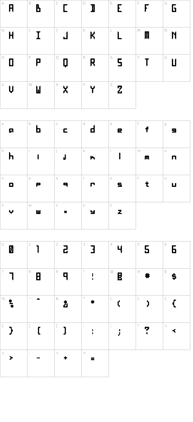 LEaD Lights Bold character map