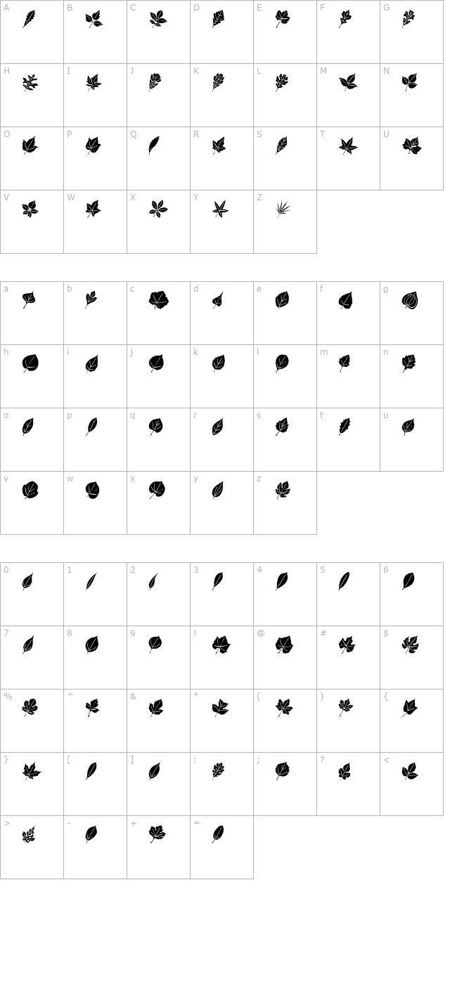 LeafAssortment character map