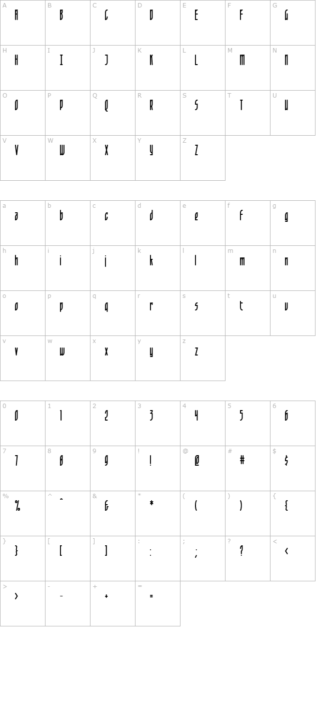 leaflet-regular character map