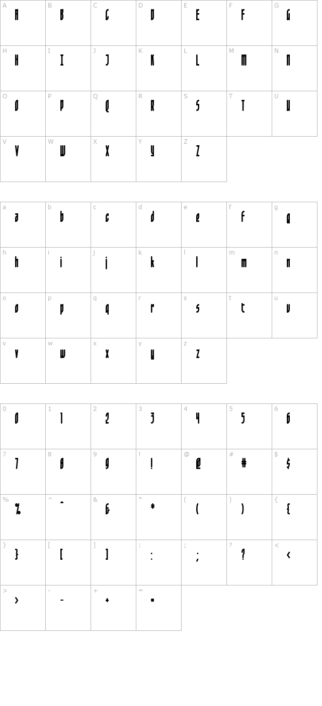 LeafletBold character map