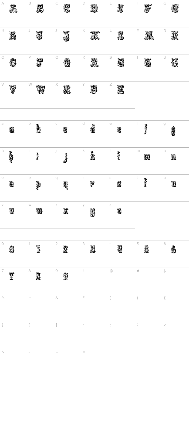 Leafyshade character map