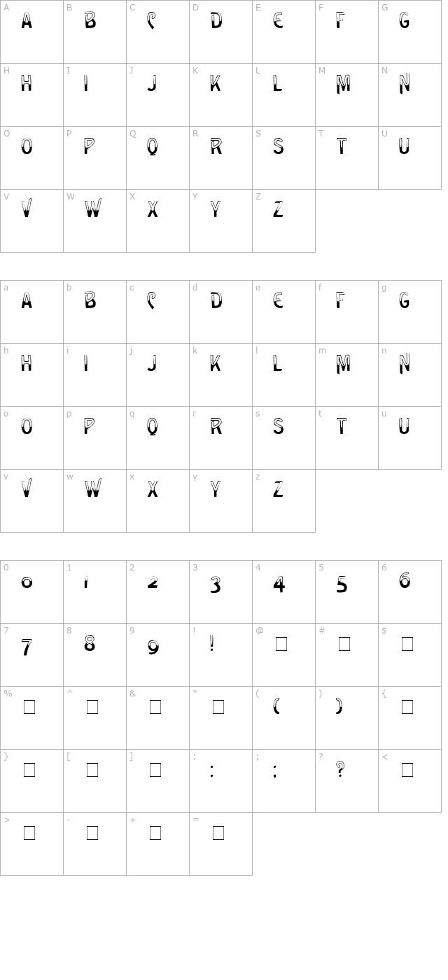 Leakin Display Caps SSi character map