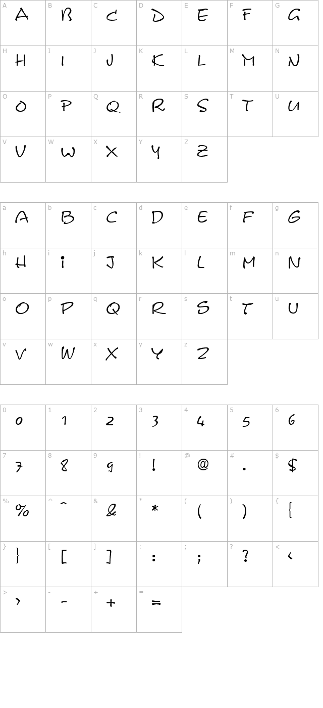 leasterix-regular character map