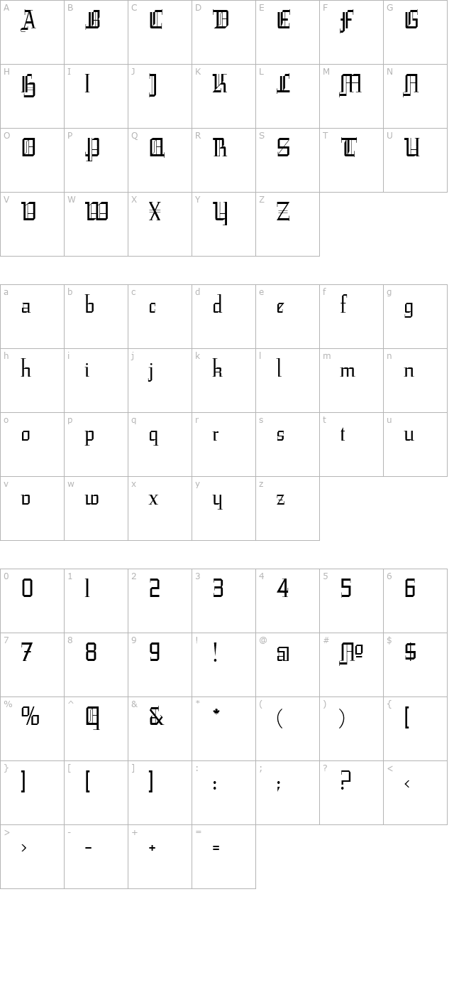 leather-light character map