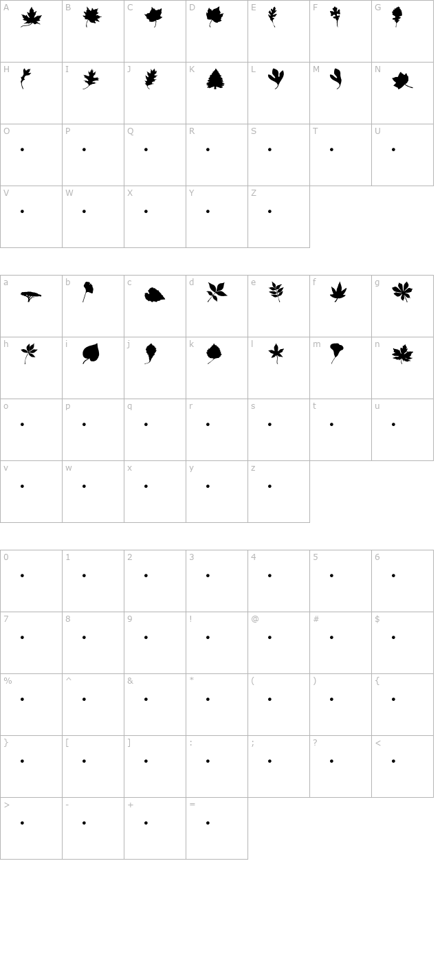 leavestrees character map