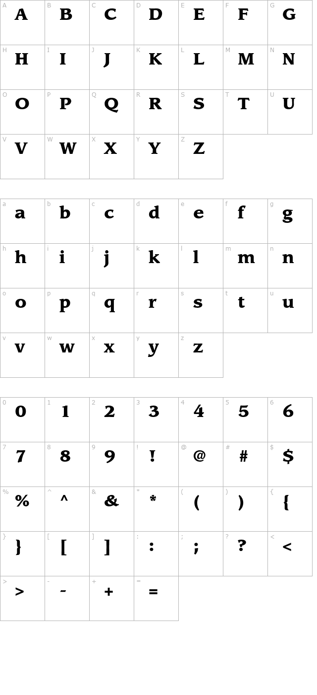 LeawoodStd-Black character map