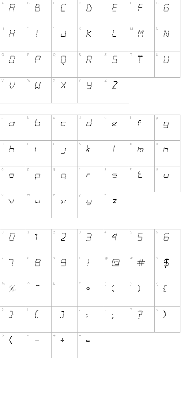 LED Display Regular character map