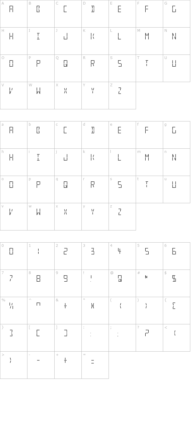 LED Real Regular character map