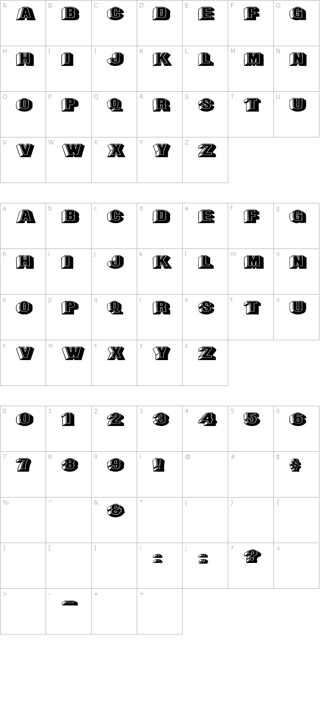 LeeCaps Ex character map