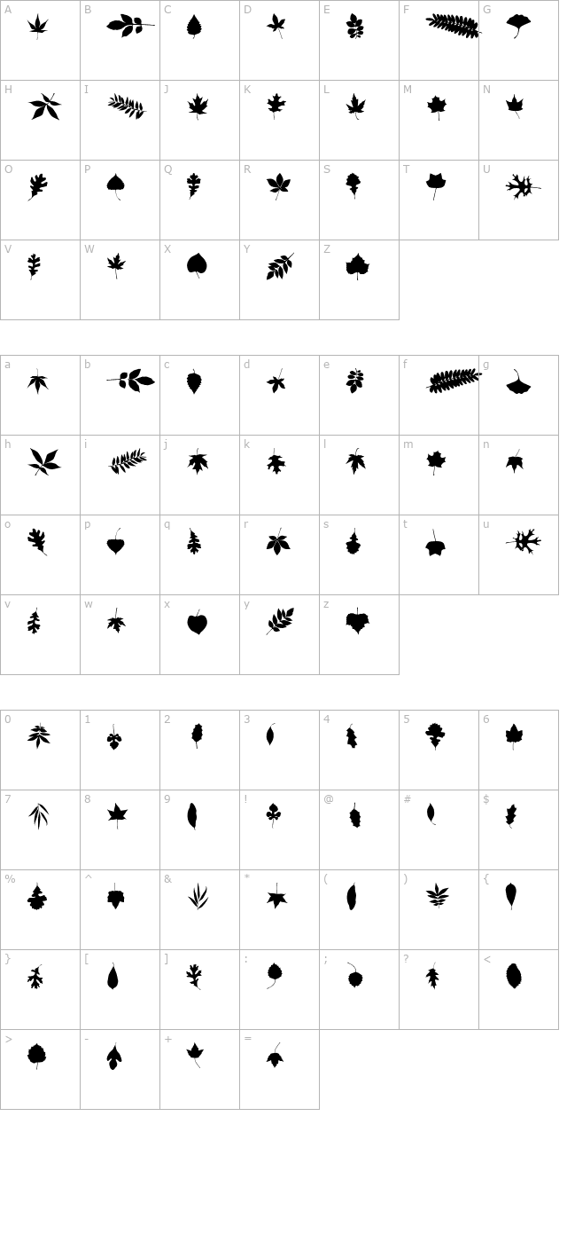 leef-regular character map