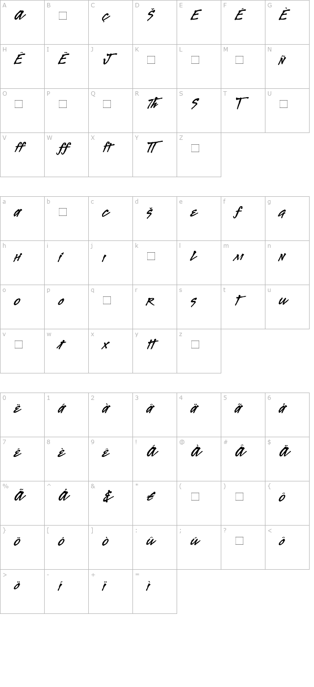 legaultalternates-bold character map