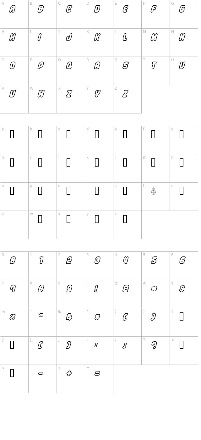 LEGothic Type character map