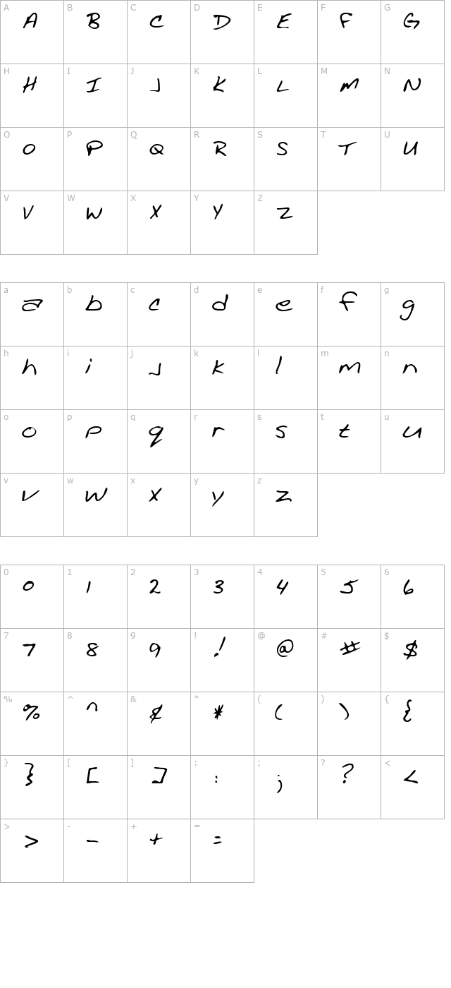 LEHN002 character map