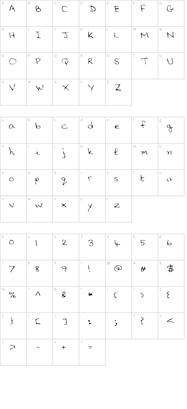 LEHN006 character map