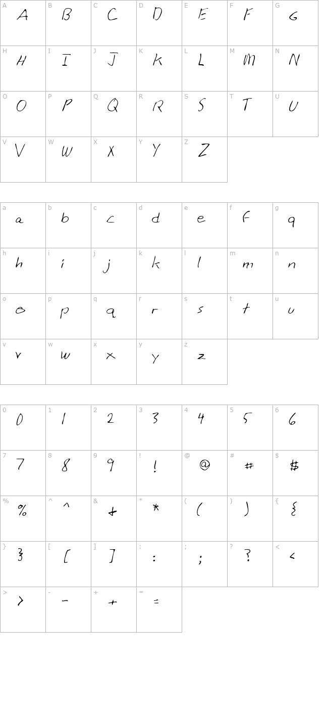 LEHN007 character map