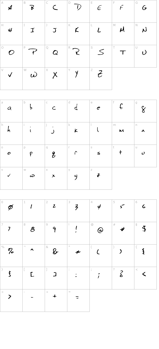 lehn040 character map