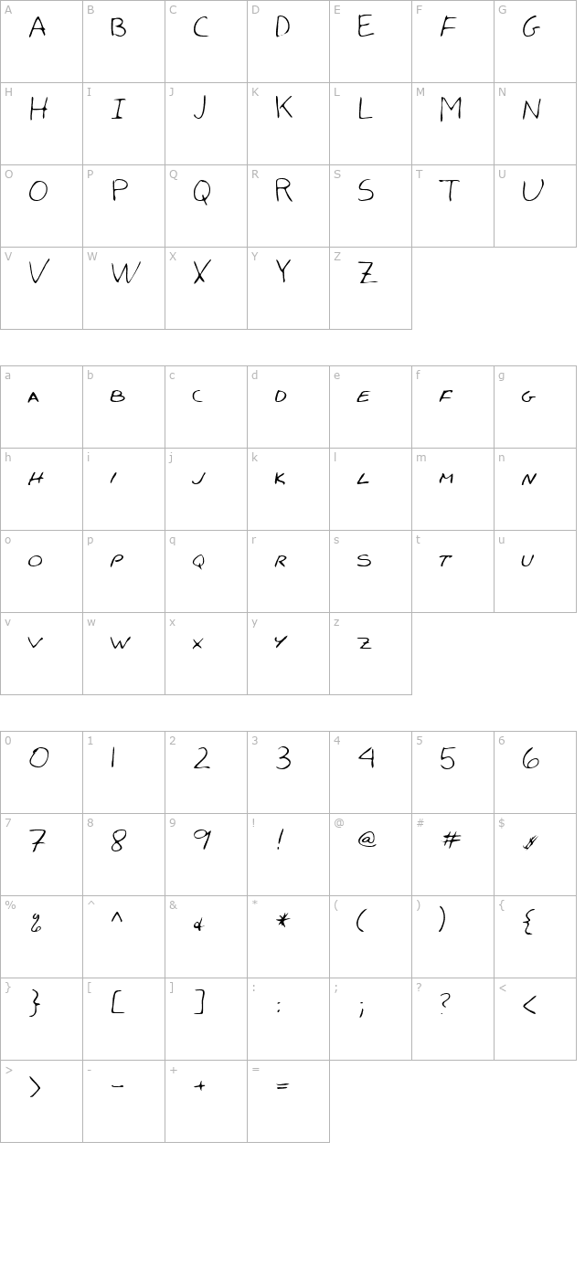 LEHN051 character map