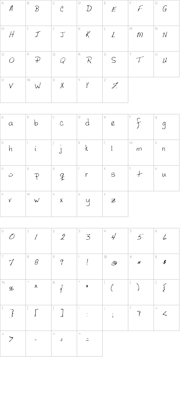 LEHN058 character map