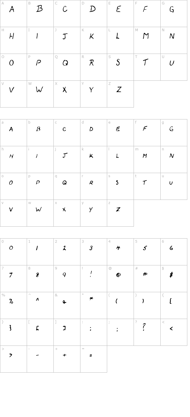 LEHN059 character map