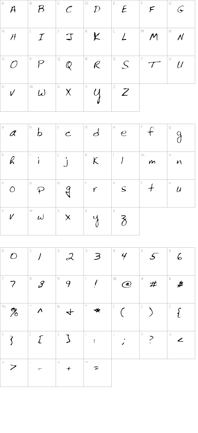 LEHN061 character map