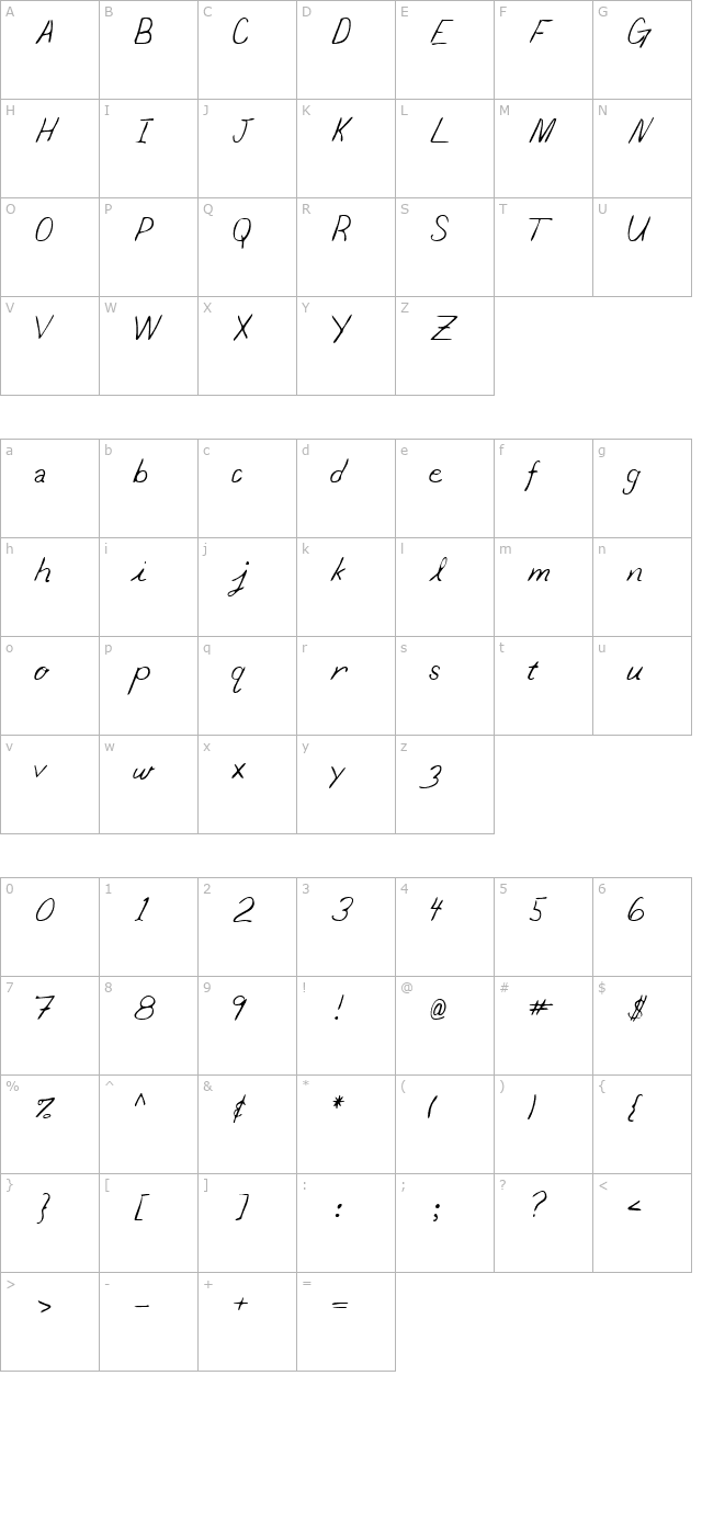 LEHN065 character map