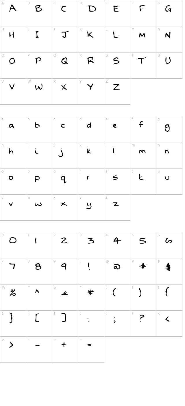 LEHN068 character map