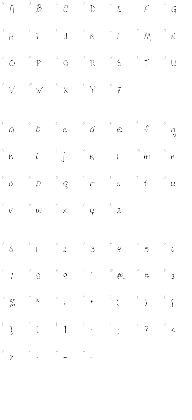 LEHN070 character map