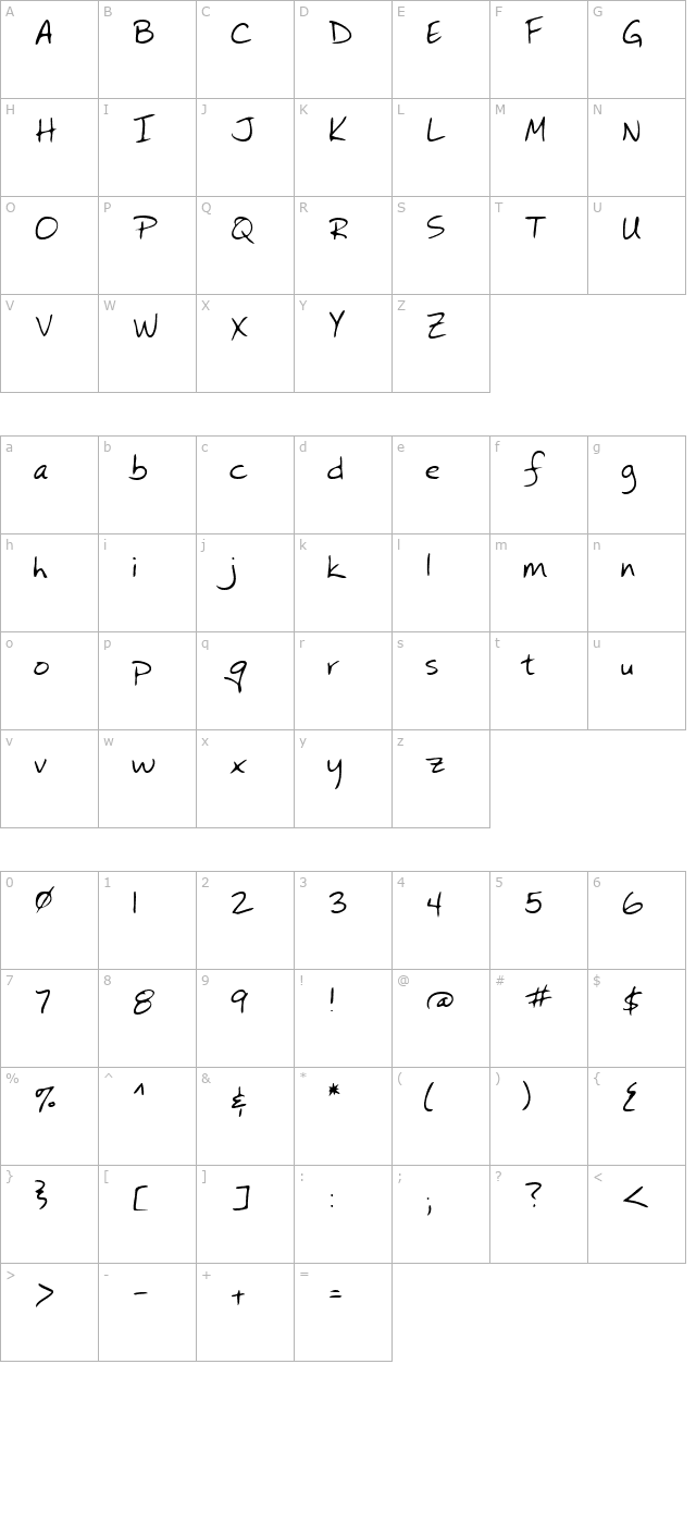 LEHN073 character map