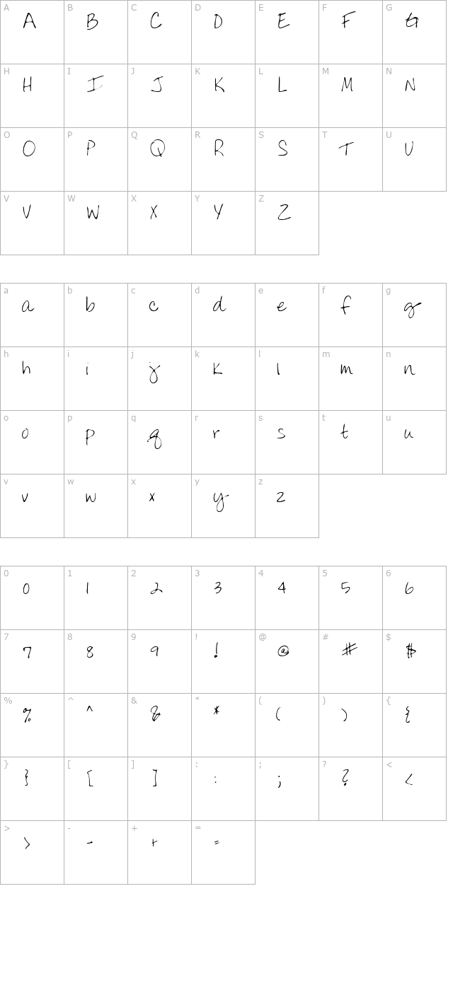 LEHN075 character map