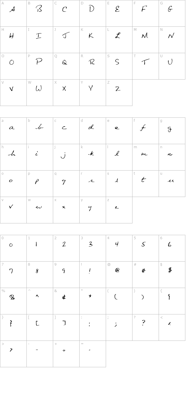 lehn080 character map