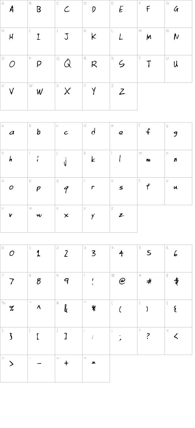 LEHN133 character map