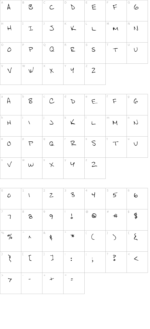 LEHN140 character map