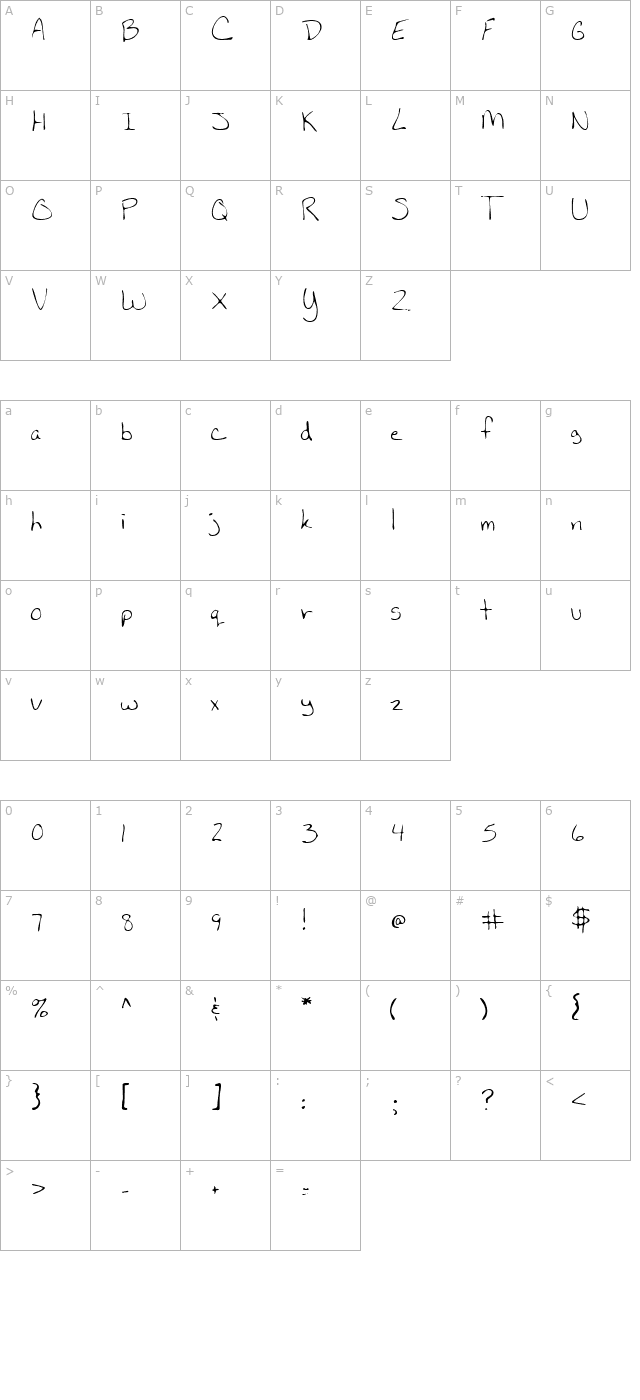 LEHN160 character map