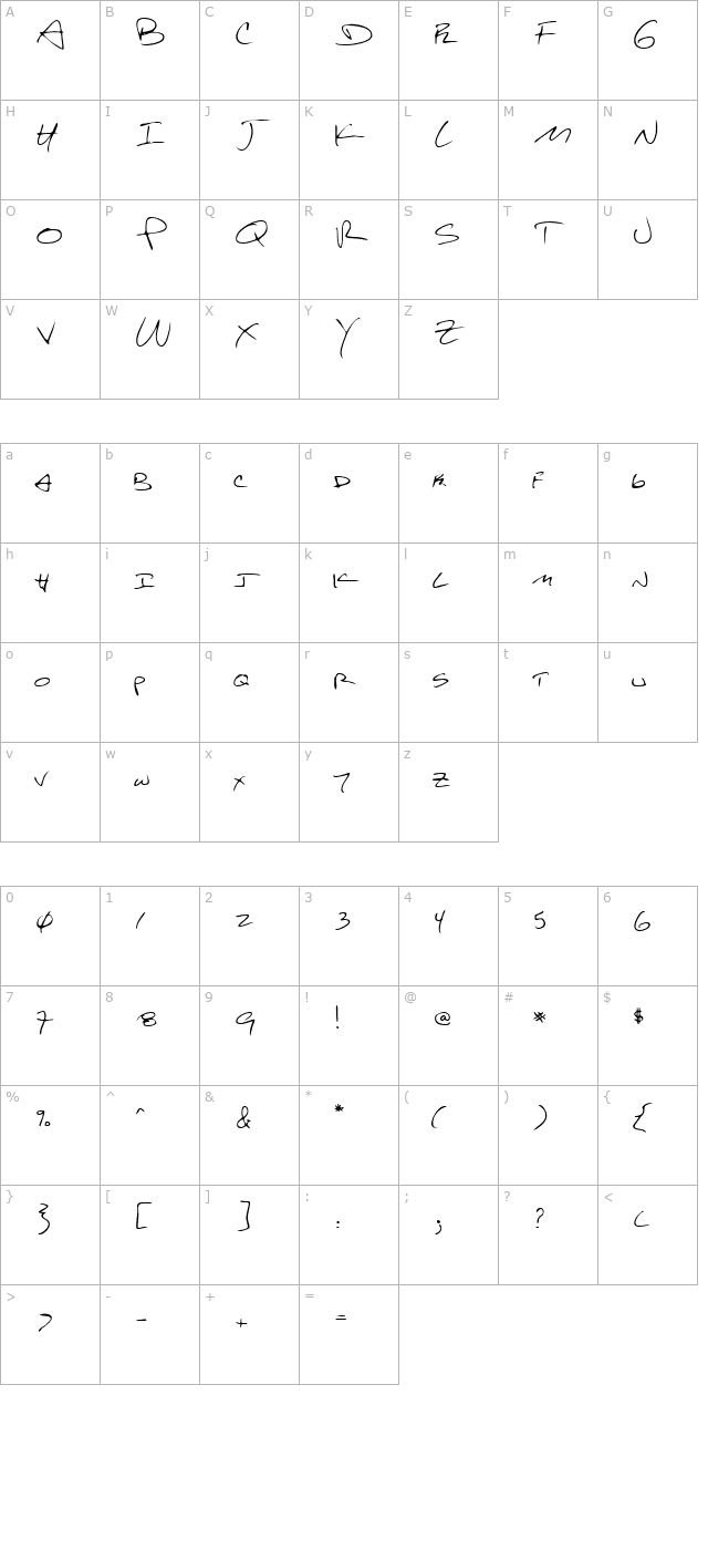 LEHN161 character map