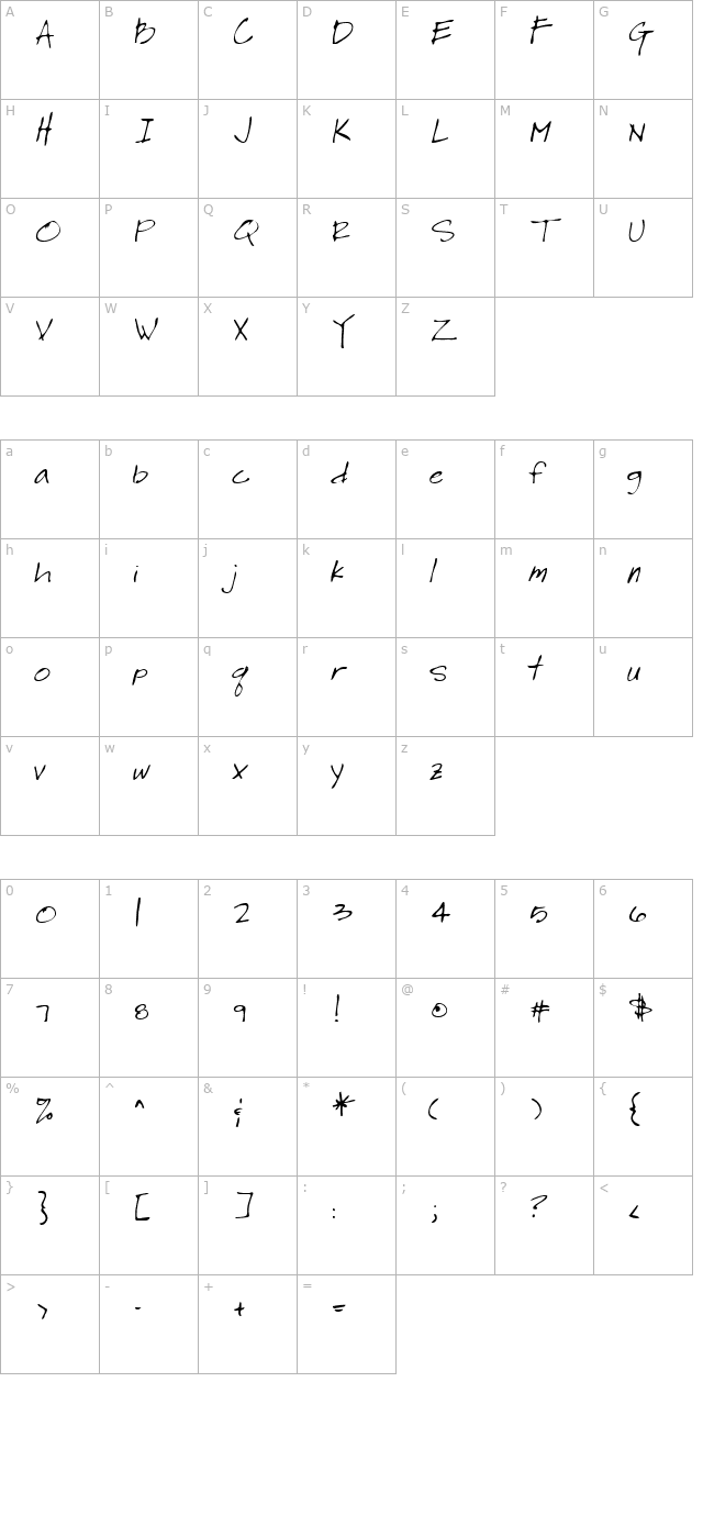 lehn180 character map