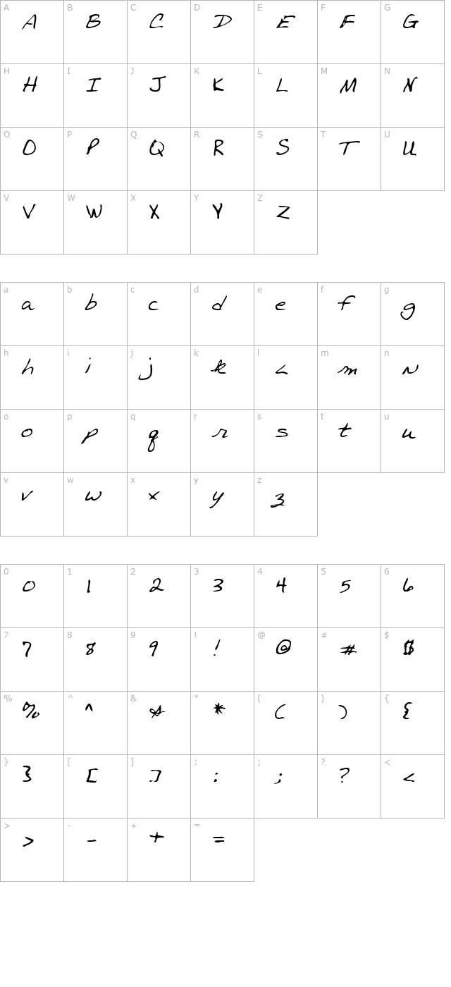 LEHN198 character map