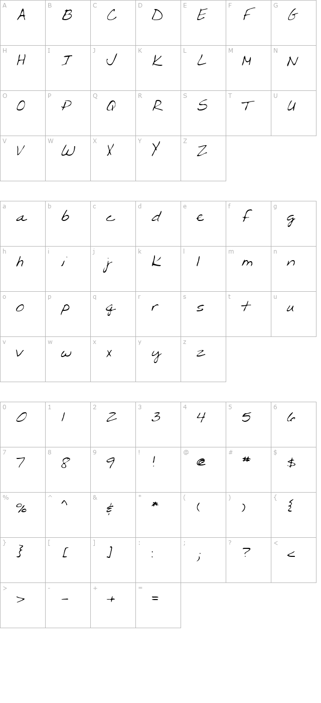 LEHN203 character map