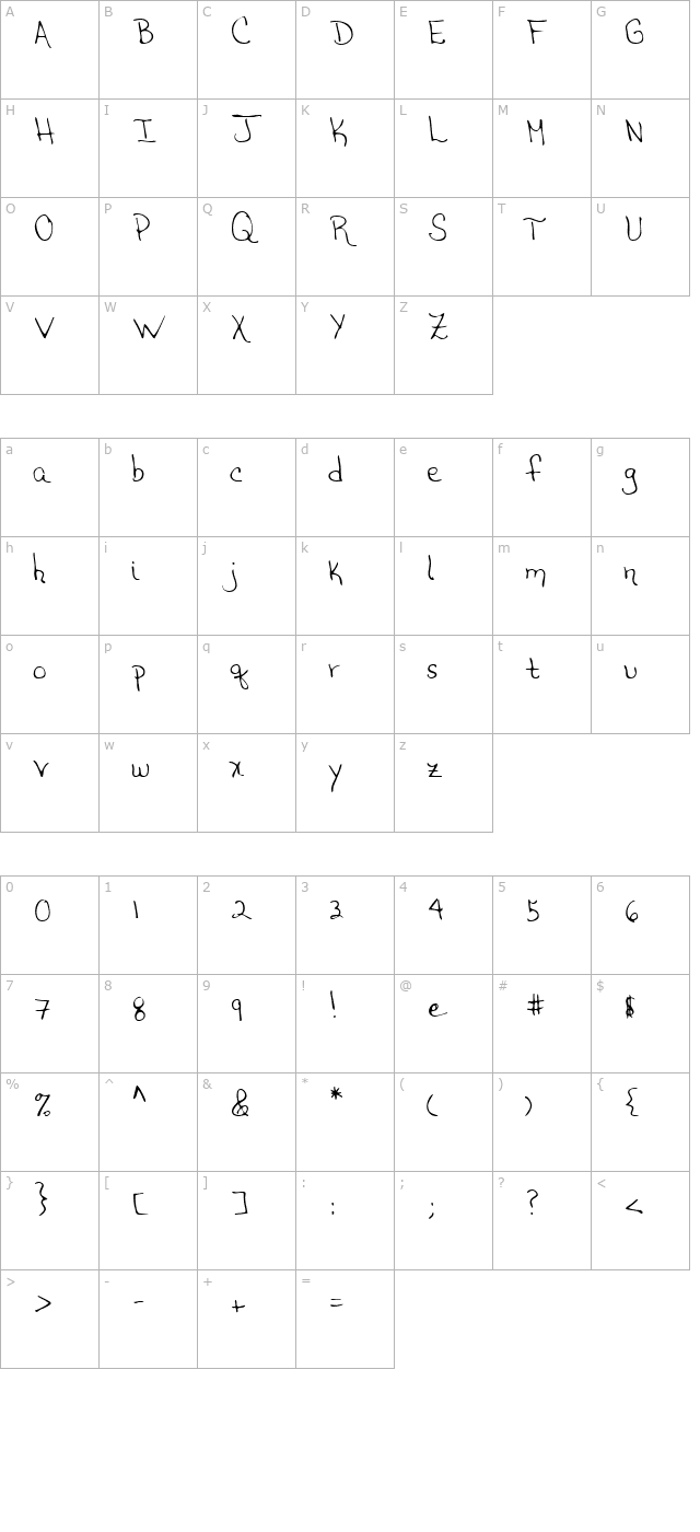 LEHN208 character map