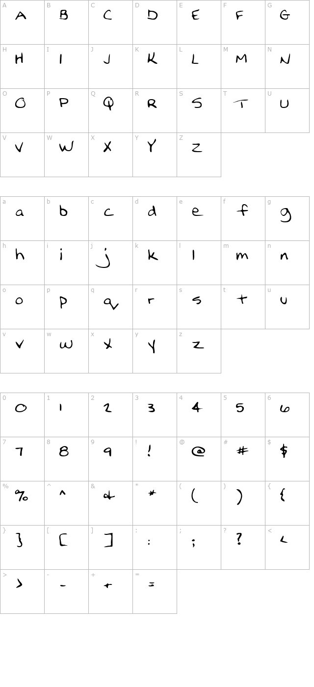 LEHN210 character map