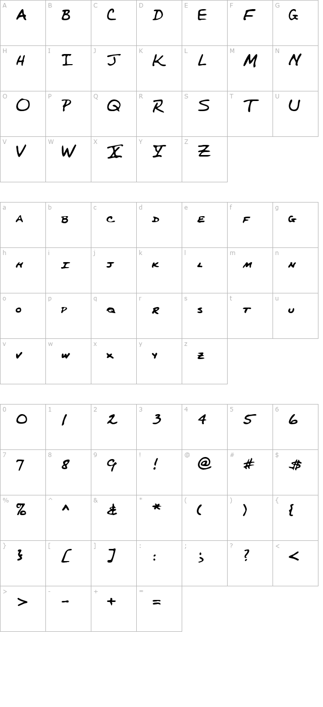 LEHN227 character map