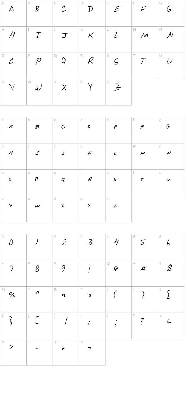 LEHN229 character map