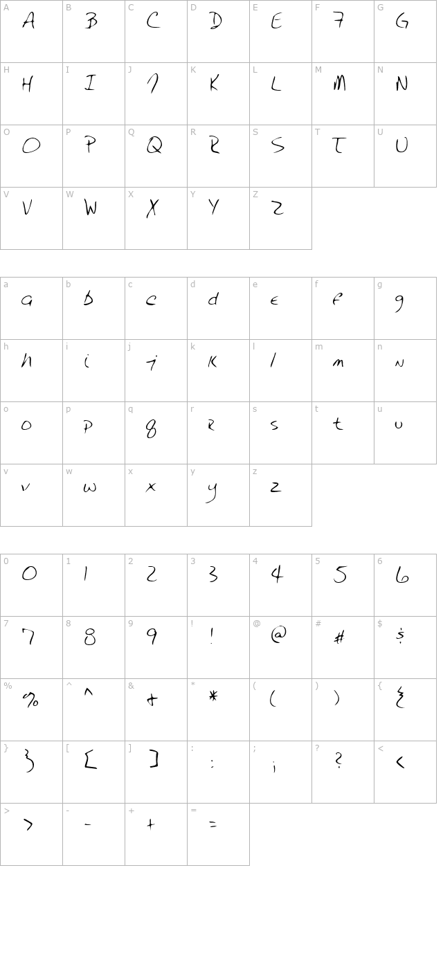 LEHN232 character map