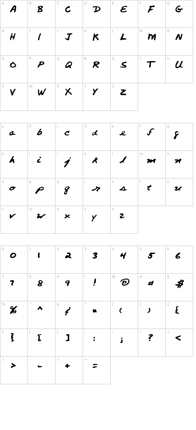 lehn260 character map