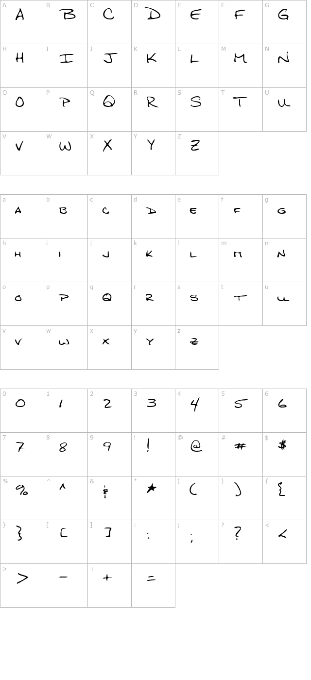 LEHN276 character map