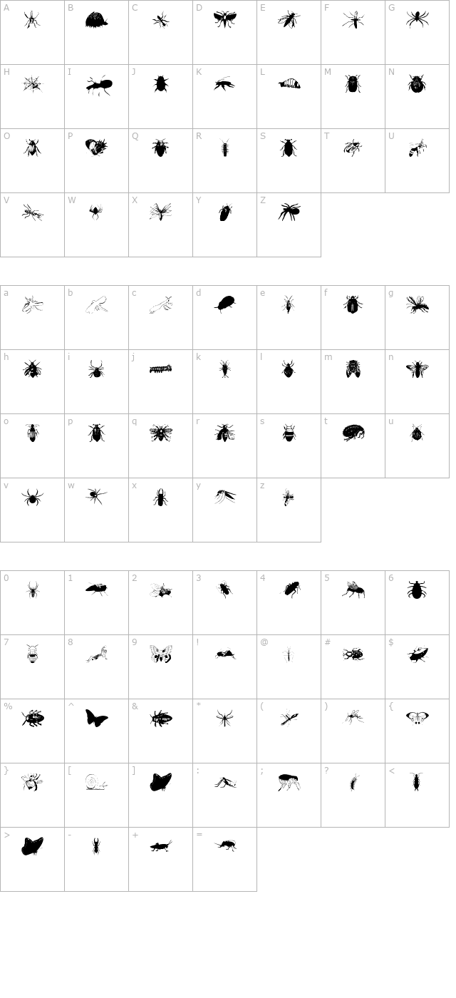 lemays-bug character map