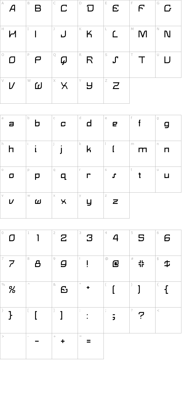 lemon-regular character map