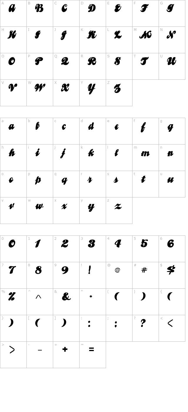 Lemonade ExtraBold character map