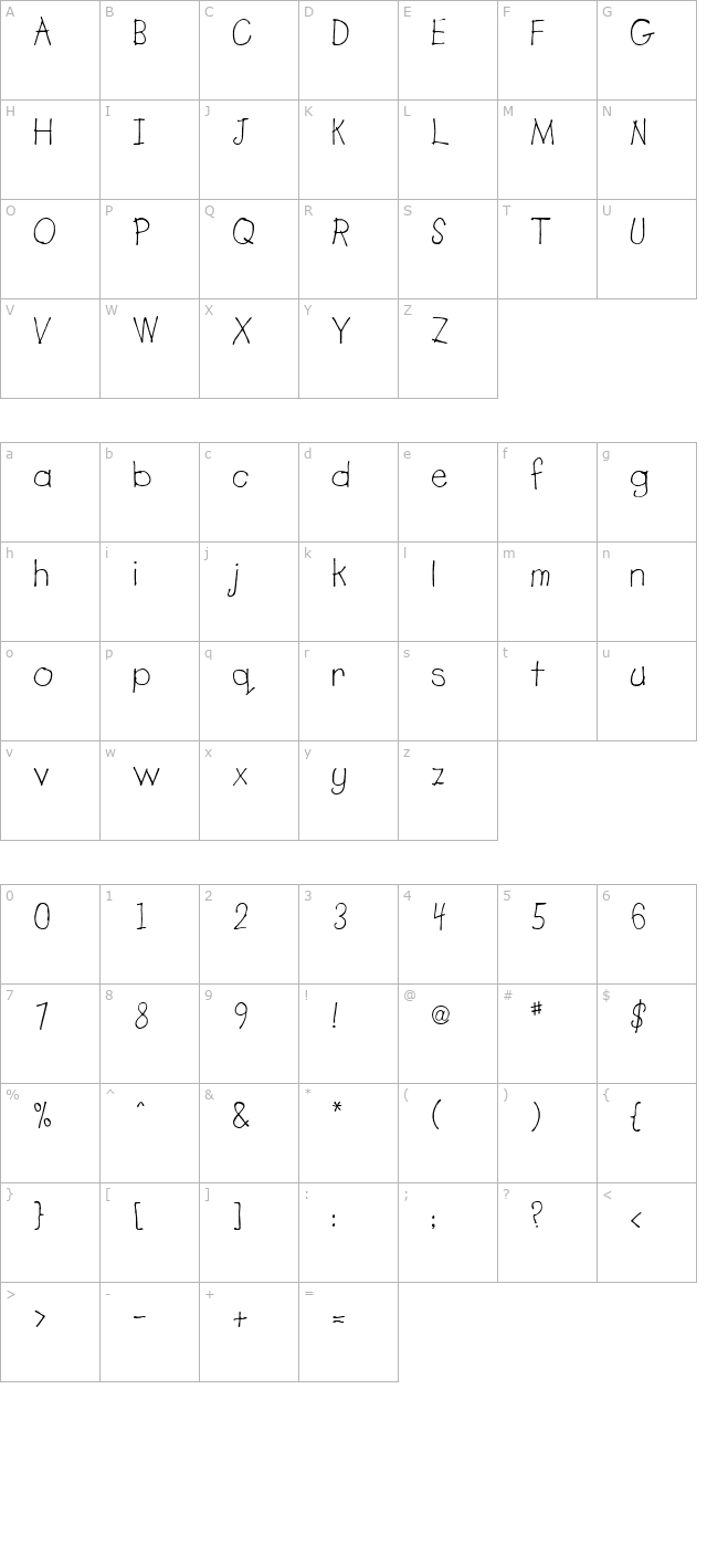 Lemonade ICG character map