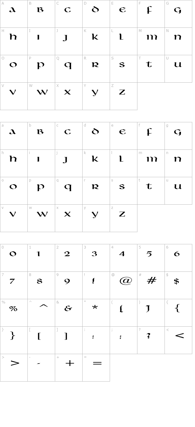 Leo Extended Normal character map